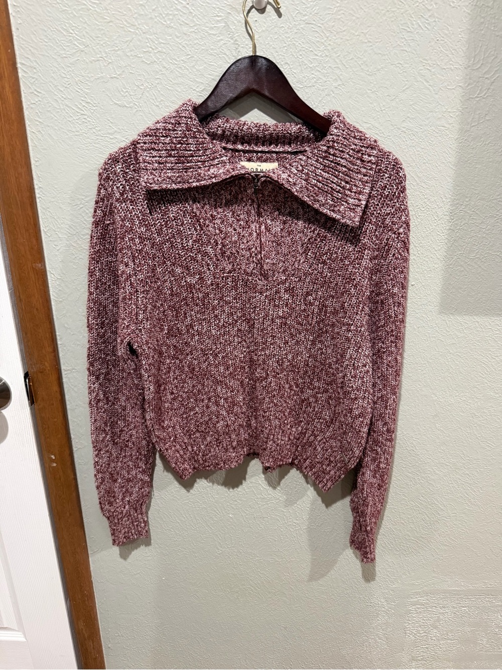 The Normal Brand Burgundy Ribbed Half-Zip Pullover Sweater Size L Cotton Blend